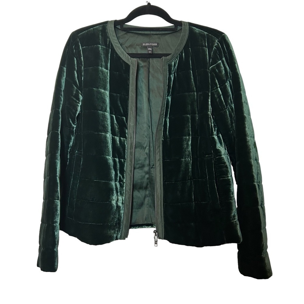 Eileen Fisher Emerald Green Fully Lined Quilted Zip Front Jacket Sz.S/P - Picture 10 of 16
